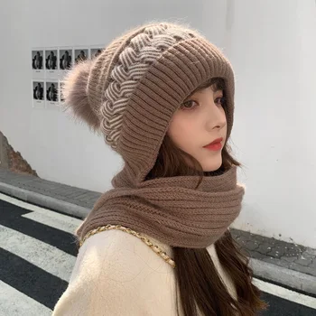 2022 m. Žiemos Skrybėlę Beanies Moterų Skrybėlę, Šaliką Šiltas Kvėpuojantis Triušio Plaukų Mišinys Megzti Skrybėlę Moterų Dukart Sluoksnių Apsaugos Kepurės