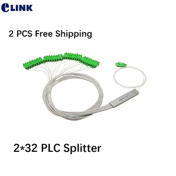 2VNT 2*32 PLC splitter mini būsto SC/APC 1mtr baltas kabelis 2 iki 32 optinio pluošto sankabos Plieno vamzdžių tipas 0,9 mm nemokamas pristatymas