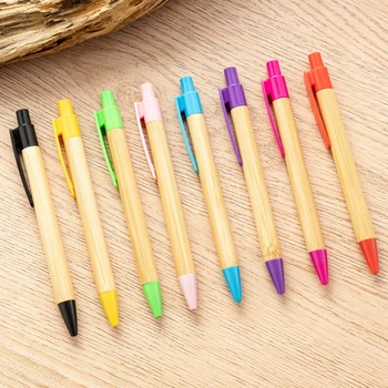 50PCS Didmeninė prekyba bambuko ir medžio, medžiagos, reklamos dovanos rašikliai su bambuko kamuolys rašikliai sandėlyje, įvairių spalvų bambuko rašikliai