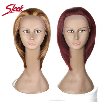 Aptakus Brazilijos Nėriniai Priekiniai Žmogaus Plaukų Perukai Šviesūs DX3147 Pabrėžti F2/33 P4/30 Raudonos 99J Spalvos Perukas Tiesiai Remy Žmogaus Plaukų Perukai