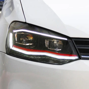 Automobilių Stiliaus Žibintas VW Polo 2011-2018 Vento LED Žibintų Naujas Polo Dizainas DRL Hid Žibintas Bi Xenon Šviesos Auto Priedai