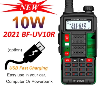 Baofeng UV-10R Walkie Talkie 10W 4500mAh VHF UHF Dual Band Dviejų krypčių CB Kumpis Radijo UV 10R Nešiojamas USB Įkrovimo Radijo Transceive