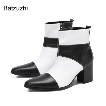 Batzuzhi Britų Stiliaus Naujas Vyrų Batai Pažymėjo Tne Juoda Balta natūralios Odos Batai Auliukiniai Vyrų Knight/Grupė ir Vestuvių, 38-46