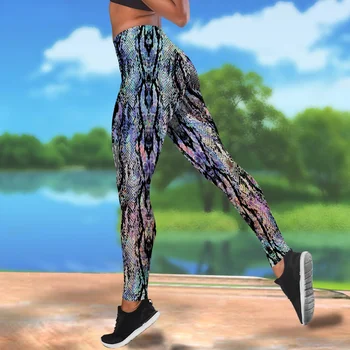 CLOOCL Moterų Antblauzdžiai Retro Snakeskin Spausdinami Aukštos Juosmens Elastingumą 3D Legging Cosplay Mados Moterų Lauko Bėgimo Kelnes