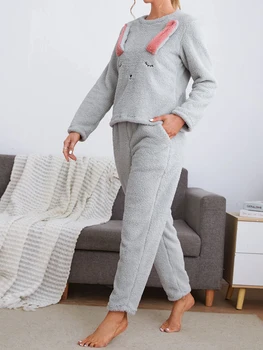 CozyDream moteriški Ultra Minkštas Lounge Pajama Rinkinys su ilgomis Rankovėmis Viršuje ir Kelnės - Nežiūriu Sleepwear Atsipalaiduoti Naktį - 2 Gabalas