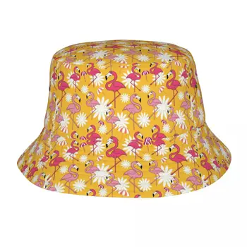 Custom Flamingas Ir Gėlės Kibirą Skrybėlės Vyrai Moterys Mados Vasaros Beach Sun Žvejo Kepurė