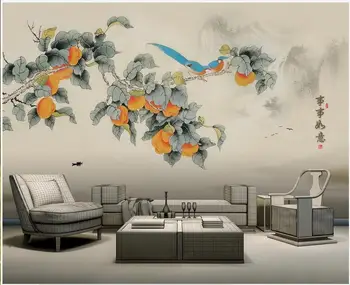 Custom freskos 3d sienos freskos ant sienos Kinų stiliaus spalvinga gėlės ir paukščiai namų dekoro foto tapetai kambarį