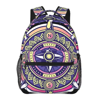 Dekoratyvinis Antikos Stiliaus Kompasą, Kuprinė Mergaitėms Berniukai Kelionės RucksackBackpacks už Paauglių mokyklos maišą
