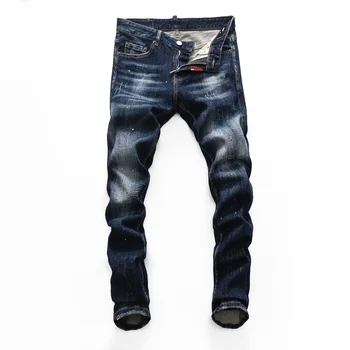 Europos dsq prekės ženklo vyrai Italija džinsai, kelnės dizainas cool viršų džinsai Vyrų Slim džinsai denim kelnės blue hole Kelnės, džinsai vyrams