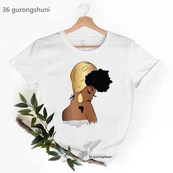 Galingas Moters Spausdinti Marškinėlius Moterims Afro Karalienė Juoda Merginos Magic 