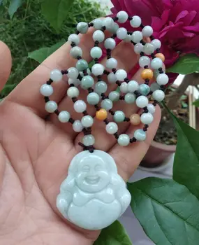 Gamtos Jade amuletas Carven laimingas Buda jadite pakabukas mala Rutuliukų karoliai Talismanas