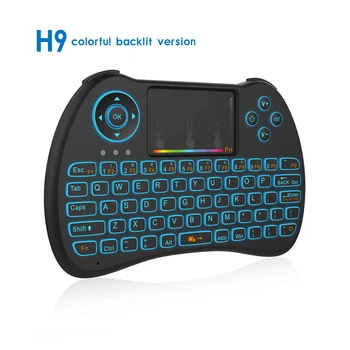 H9 Klaviatūros 7 spalvų RGB Apšvietimu 2.4 GHz Mini Belaidė Klaviatūra anglų rusų su Touchpad Rankinės, skirta 