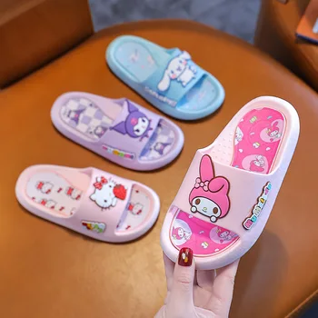 Hello Kitty Sanrio Kawaii Vaikai Šlepetės Anime Kuromi Mergina Vasaros Minkštas Sandalas Cinnamoroll Mano Melodija Vaikai Patalpų Vonios Kambarys, Šlepetės
