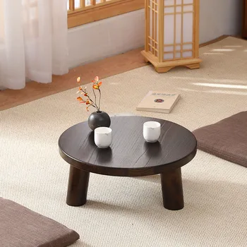 Japonų stiliaus bay lange lentelės, mažų arbatos stalo, skrudinti tungo medžio kang lentelė, Dzeno mažas apskritas stalas