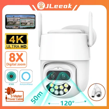 JLeeok 4K 8MP Dvigubo Objektyvo WiFi Stebėjimo Kamerą 8X Optinis Priartinimas AI Auto Stebėjimo 80M Full Naktinio Matymo IP Kameros iCsee