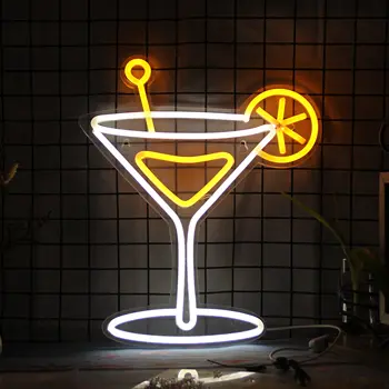 Kokteilis Stiklo Neon Požymiai LED Žibintai, usb akrilo Kietas neono ženklais, miegamojo Sienų dekoras Baras, Restoranas, naktinis klubas Valentino Dieną