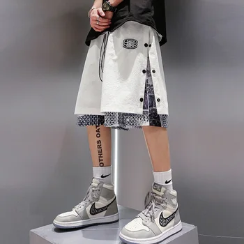 Korėjos Vyrų Mados Atsitiktinis Šortai Anakardžių Spausdinti Prarasti Baggy HipHop Balta Streetwear Šortai Japonijos Harajuku Paplūdimio Šortai vyrams