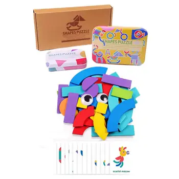 Mediniai Modelio Blokai Tangram Formos Dėlionės Rinkinį Vaikams Rūšiavimo Ir Krovimas Brain Games Montessori Ugdymo Žaislai