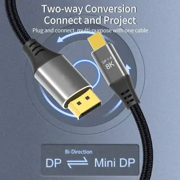 Mini DP, kad DisplayPort Konverteris 8K Kabelis Bi-Directional Perdavimo Mini Display Port į DisplayPort 1.4 Adapteris 4K@144Hz Laido