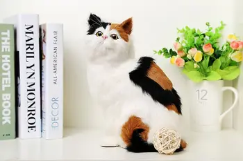 modeliavimo mielas tupint katė 19x14x21cm modelis polietileno&kailis katė modelį, namų dekoravimo prekėms ,modelis dovana d490
