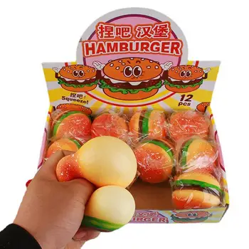 Mėsainis 12 Vnt Hamburger Streso Kamuoliukus Išspausti Duona Streso Reljefo Modeliavimas Mielas Maisto Vertus Žaislas Tampri, Lėtai Auga Žaislai