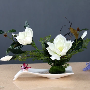 Naujas Kinijos Klasikinės Porceliano Vaza+Magnolija Netikrą Gėlių Figūrėlės Amatų Baldus Kavos Viešbutis Arbatos Ornamentas, Papuošimas