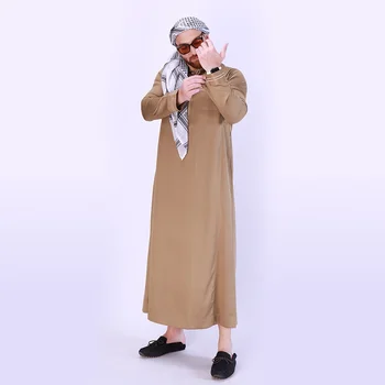 Naujas Musulmonų Suknelė Vyrų Apdaras Stovėti Apykaklės, Kietas Arabų Ilgai Nacionalinės Stiliaus vyriški Drabužiai Hijab Pakistano Abaja Islamo Drabužių Thobe