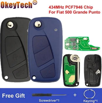 Okeytech 3 Mygtuką 433Mhz PCF7946 Chip Flip Folding Automobilį Nuotolinio Valdymo Mygtuką 
