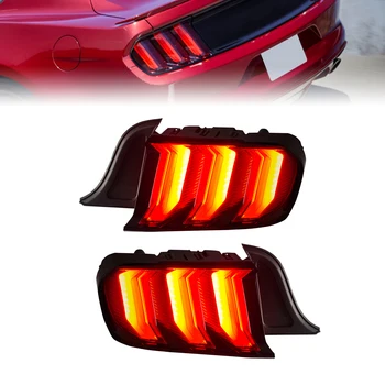 Raudona Pora LED Automobilio Užpakaliniai Žibintai Eilės Posūkio Signalo Žibintas Galinis Už 2015-2022 Ford Mustang