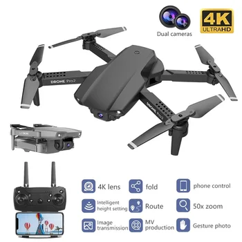 RC Mini Drone 4K 1080P Dual Camera WIFI FPV aerofotografija Sraigtasparnis, Sulankstomas Quadcopter Dron Žaislai