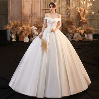 Satino Vestuvių Suknelė 2023 Stebėjimo Naujos Nuotakos Suknelė Brangioji Paprasta Kamuolys Suknelė Nuotakos Suknelė
