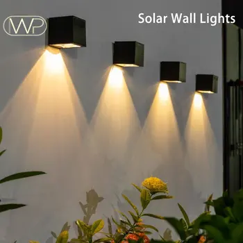 Saulės Šviesos LED Lauko Sienos Vandeniui Sodo Žibintai Cube dizainas Saulės šviesos Jutiklis IP65 Vandeniui Kiemas, Balkonas Tvora Šviesos
