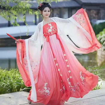 Senovės Tradicinė Kinų Drabužiai Moterims, Elegantiška Vintage Pasakų Hanfu Suknelė Nustatyti Tang Dinastijos Moteris Saldus Šokių Scenos Kostiumai