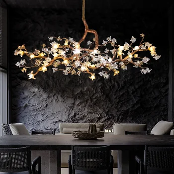 Sieniniai šviestuvai Derliaus Vario Gėlių Kinų Stiliaus Medžio Šaką LED Šviestuvo Valgomasis, Virtuvė Sala Patalpų Apdailos, Lempos