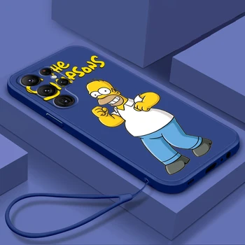 Simpsonai Juokingas Animacinių filmų Atveju, Samsung Galaxy S21 S22 S10 S20 Note20 10 Ultra Plus Pro FE Lite Skysčio Virvę Telefono Dangtelį Core