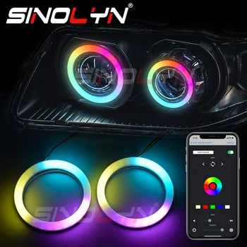 Sinolyn RGB Angel Eyes DRL Dinaminis Atnaujinamų Žibintus Automobilių Žibintų LED Eilės Teka APP Kontroliuoti Automobilių Reikmenys