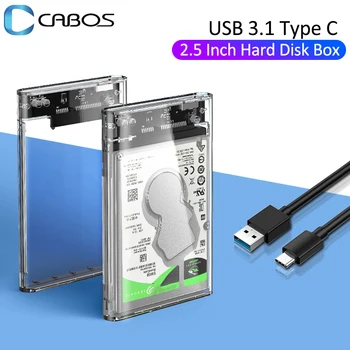 Skaidri Kieto Disko Dėžutė 2.5 colio SSD SATA su USB3.0 3.1 C Tipo Mobile Išorinis HDD Atveju Paramos 6TB SDD HDD Korpuso Talpyklos