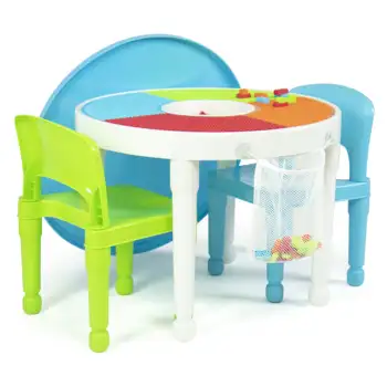 Vaikai 2-in-1 Plastikinių Veikla, Stalas ir 2 Kėdės Nustatyti, Round