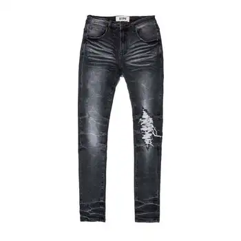 Vyriški Kelio Ripped Jeans Žalą Raukšlių Aukštosios Gatvės Mados Y2k vyriškos Kelnės Aukštos Kokybės