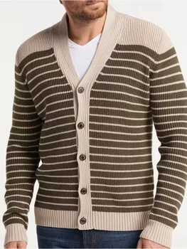 Vyriški V-Kaklo, Dryžuotas Megztinis Megztinis su ilgomis Rankovėmis Trikotažas