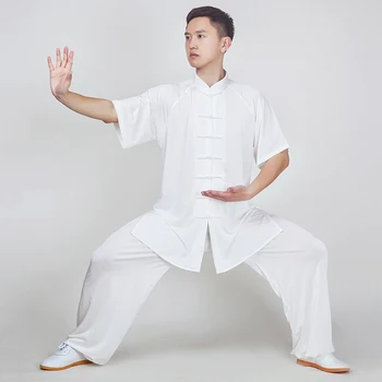 Yourqipao Vasaros Chi Kung Fu Ruožas Ledo Pieno Šilko Prarasti sportuoti Tradicinių Kinijos Wushu Drabužių Rinkinius, Unisex